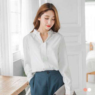 Mandarin Collared Chiffon Shirt