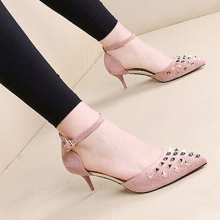 Ankle Strap Studded Pumps