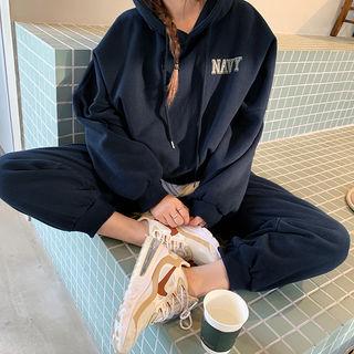 Navy Letter Hoodie & Sweatpants Set