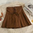 Corset-waist Pleated Mini Skirt