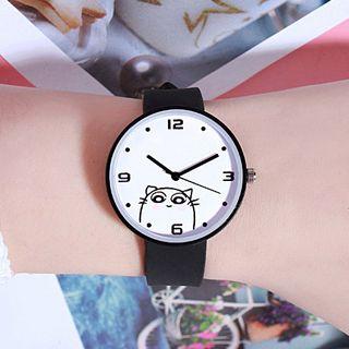 Silicone Strap Cat Print Watch