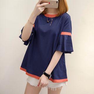 Frilled Panel Short-sleeve T-shirt