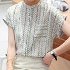 Short-sleeve Plaid Striped Shirt