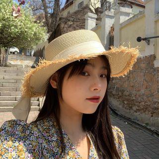 Tassel Trim Woven Sun Hat