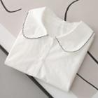 Short-sleeve Embroidered Trim Shirt White - One Size