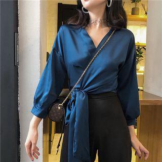 Long-sleeve Wrap Blouse