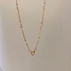 Heart Pendant Faux Pearl Alloy Necklace Rose Gold - One Size