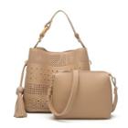 Tasseled Cutout Shoulder Bag With Pouch