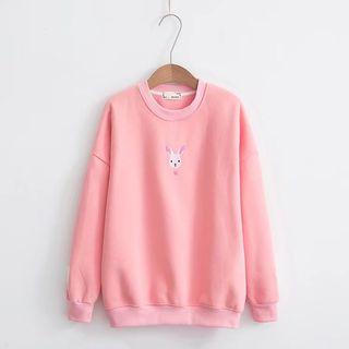 Rabbit Embroidered Round-neck Sweatshirt