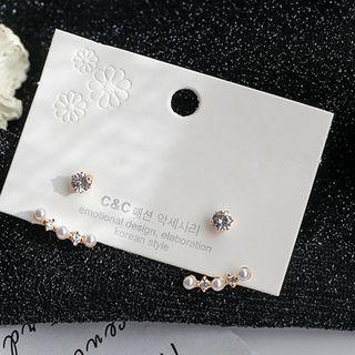 Rhinestone Faux Pearl Swing Earring Zircon Pearl Earring - One Size