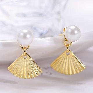 Sterling Silver Gold Shell Stud Earring Silver - One Size