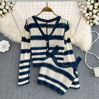 Set: Crochet Knit Cardigan + Camisole