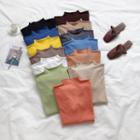 Plain Mock-neck Long-sleeve Slim-fit Knit Top - 13 Colors