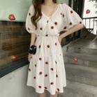 Strawberry Print Side-tie V-neck Midi Dress Dress - One Size