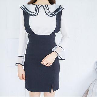Set: Ruffled Blouse + Jumper Skirt
