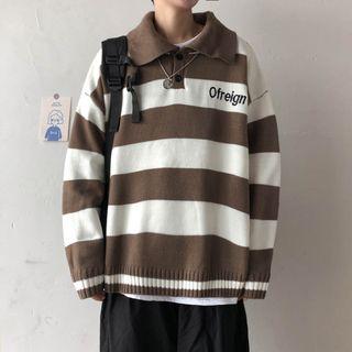 Striped Polo Neck Sweater