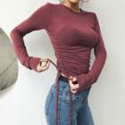 Long-sleeve Sheer Drawcord T-shirt