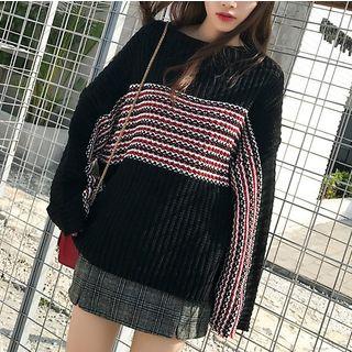 Round-neck Knit Sweater Black - One Size