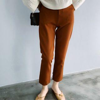 Bow Detail Cropped Straight-fit Pants