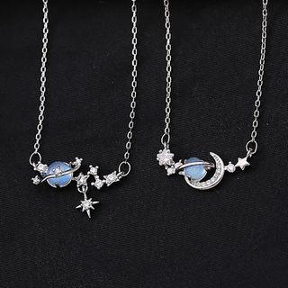Moon / Planet Pendant Sterling Silver Necklace