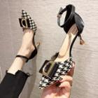 Pointed Houndstooth High Heel Sandals