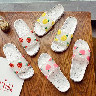Fruit Print Flat Slide Sandals