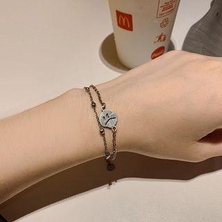 Layered Smiley Bracelet Silver - One Size