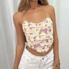 Strapless Butterfly Print Top