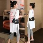 Short-sleeve Lettering T-shirt / Capri Leggings