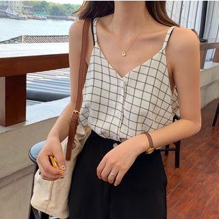 Checked V-neck Camisole Top