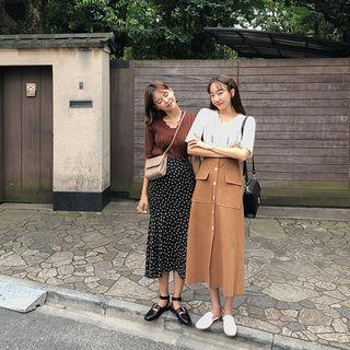 Button-through A-line Maxi Skirt