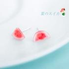 925 Sterling Silver Watermelon Stud Earring 1 Pair - Watermelon Red - One Size