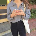 Zipped Front Knit Polo Top