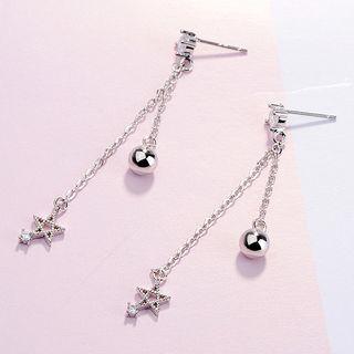 Star Drop Earring 1 Pair - White Gold - One Size