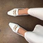 Square-toe Metal-accent Loafers