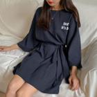 3/4-sleeve Cotton T-shirt Dress With Sash