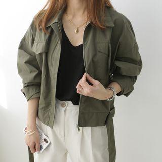 Pocket-detail Zip-up Cropped Jacket