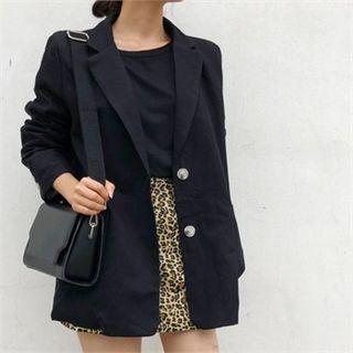 Padded-shoulder Boxy Blazer