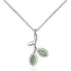 Cat Eye Stone Leaf Pendant Necklace As Shown In Figure - One Size