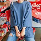 Wide-sleeve Lettering Long T-shirt