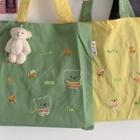 Cartoon Embroidered Tote Bag / Bag Charm / Set
