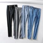 High-waist Zip-up Slim Fit Jeans