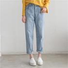 Baggy-fit Washed Jeans Blue - One Size