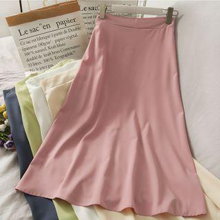 Plain High-waist Midi Skirt In 7 Colors