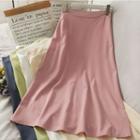 Plain High-waist Midi Skirt In 7 Colors