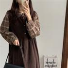 Plaid Long-sleeve Shirt Brown - One Size
