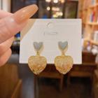 Heart Faux Crystal Alloy Dangle Earring E5227 - 1 Pair - Gold - One Size