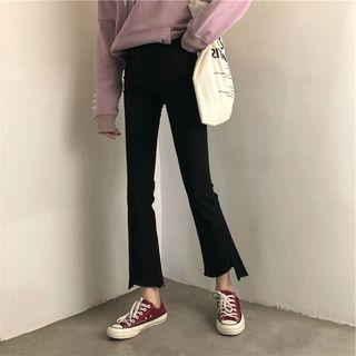 High-waist Bell-bottom Split Hem Pants