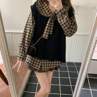 Gingham Blouse / Sweater Vest