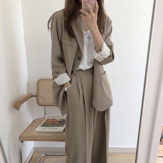 Single-breasted Blazer / Wide-leg Dress Pants